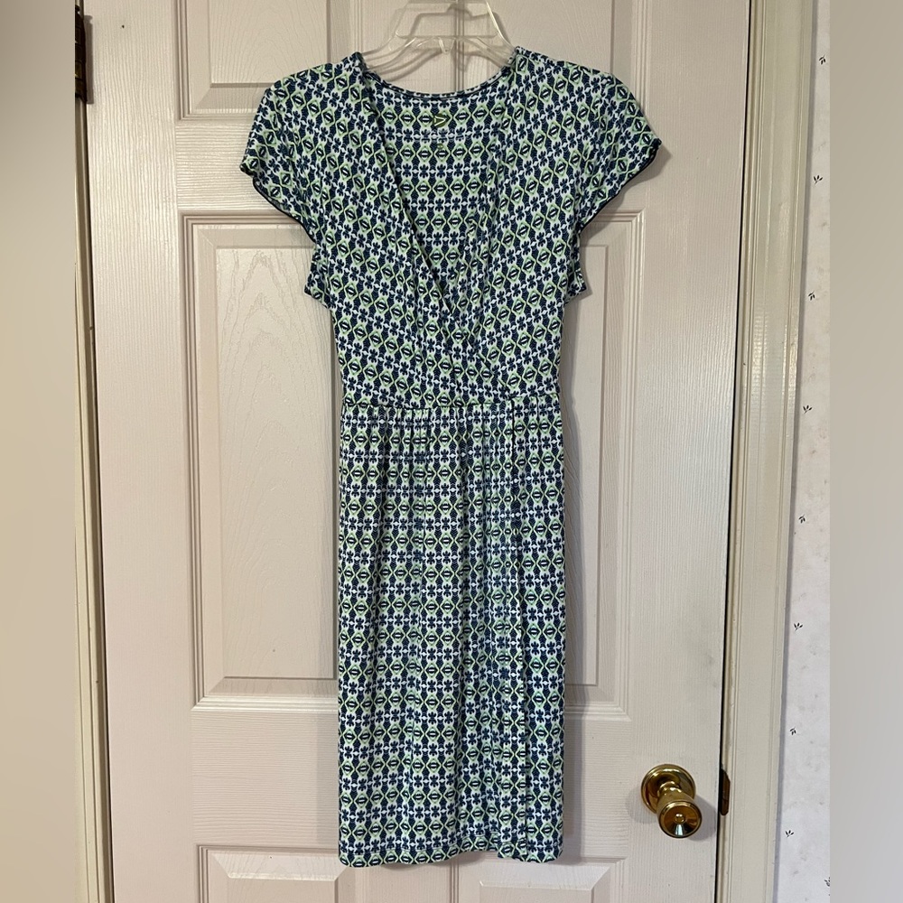 Dakini Cap Sleeve Modal Stretch Jersey Knit Faux Wrap Dress Size Medium